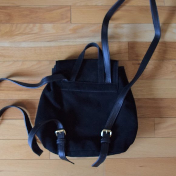 Dear Drew Black Suede Backpack with Gold Heart Closure - Picture 4 of 7